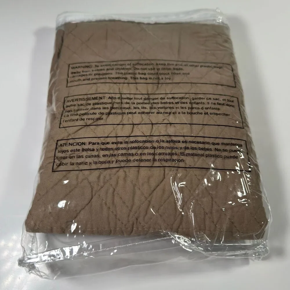 BrylaneHome BH Studio Reversible Quilted Pillow Sham Standard Brown Taupe NWT